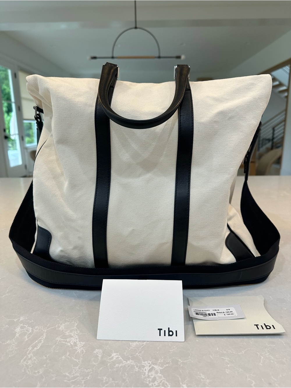 Tibi Dimanche Tote with Black Leather Trim